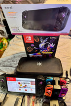 Nintendo Switch OLED Pokemon Scarlet and Violet Edition with many accessor ObO 3W96