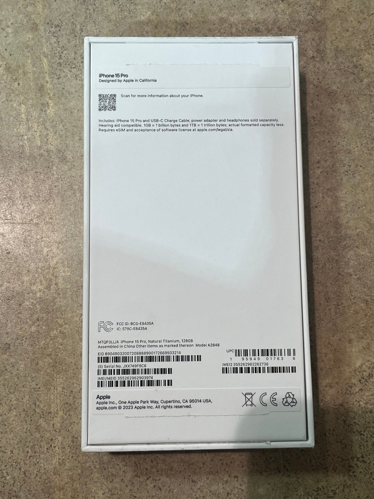 iPhone 15 Pro 128GB AT&T Natural Titanium Like New 7M87