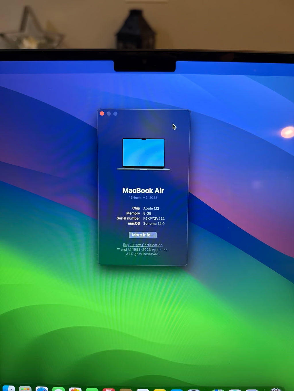 MacBook Air M2 15 inch in Midnight 256gb 8C89