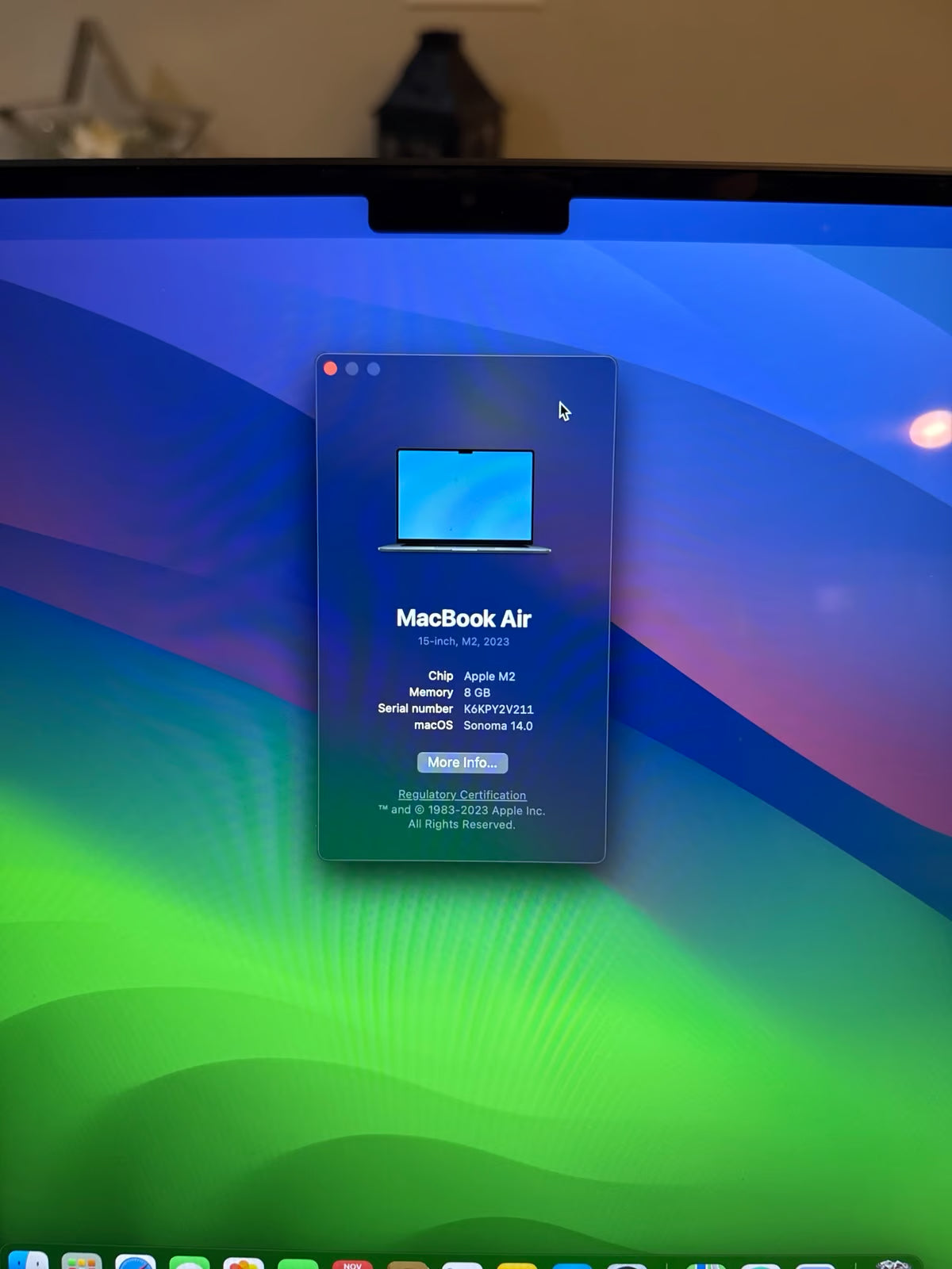 MacBook Air M2 15 inch in Midnight 256gb 8C89