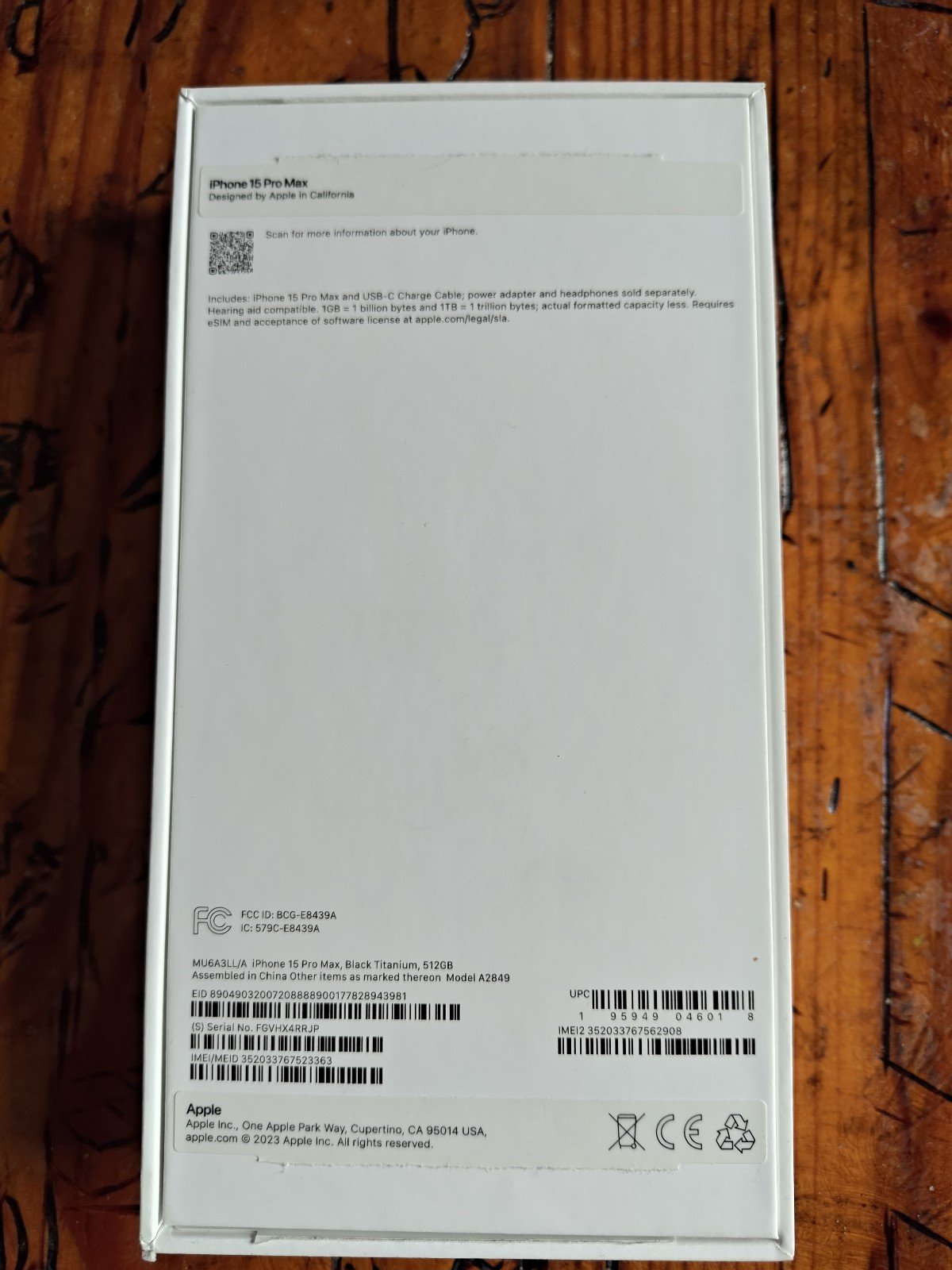 iPhone 15 Pro Max 512gb Black Titanium Unlocked 9N72