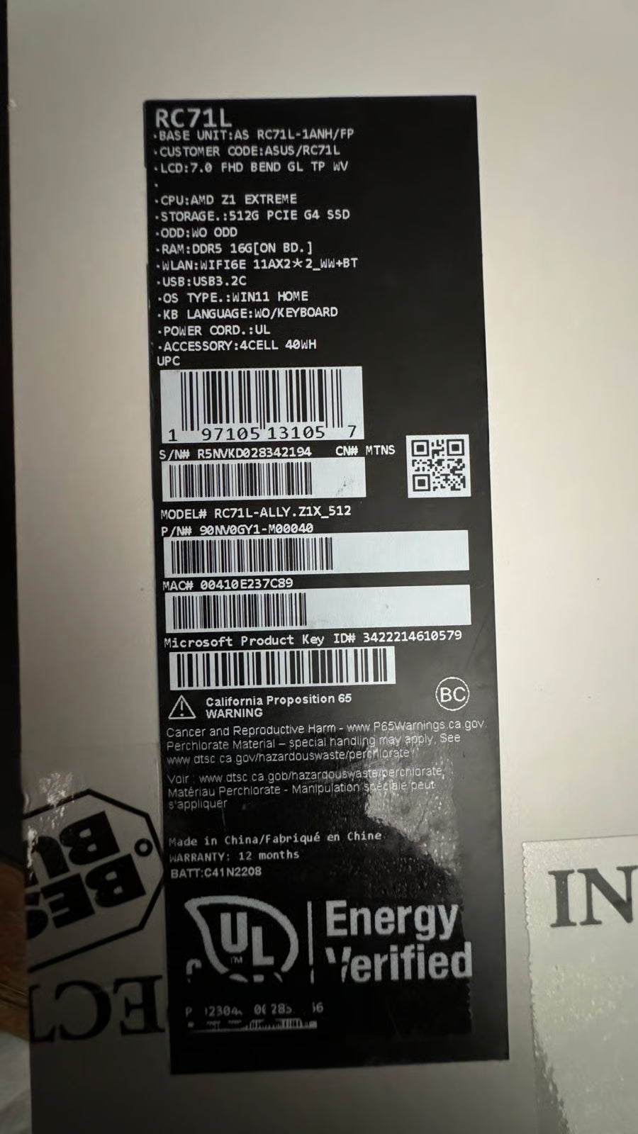 ASUS rog ally z1 extreme 8Y11