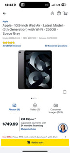 *BUNDLE* Apple iPad air 5th generation 256gb and Apple Pencil 6X85