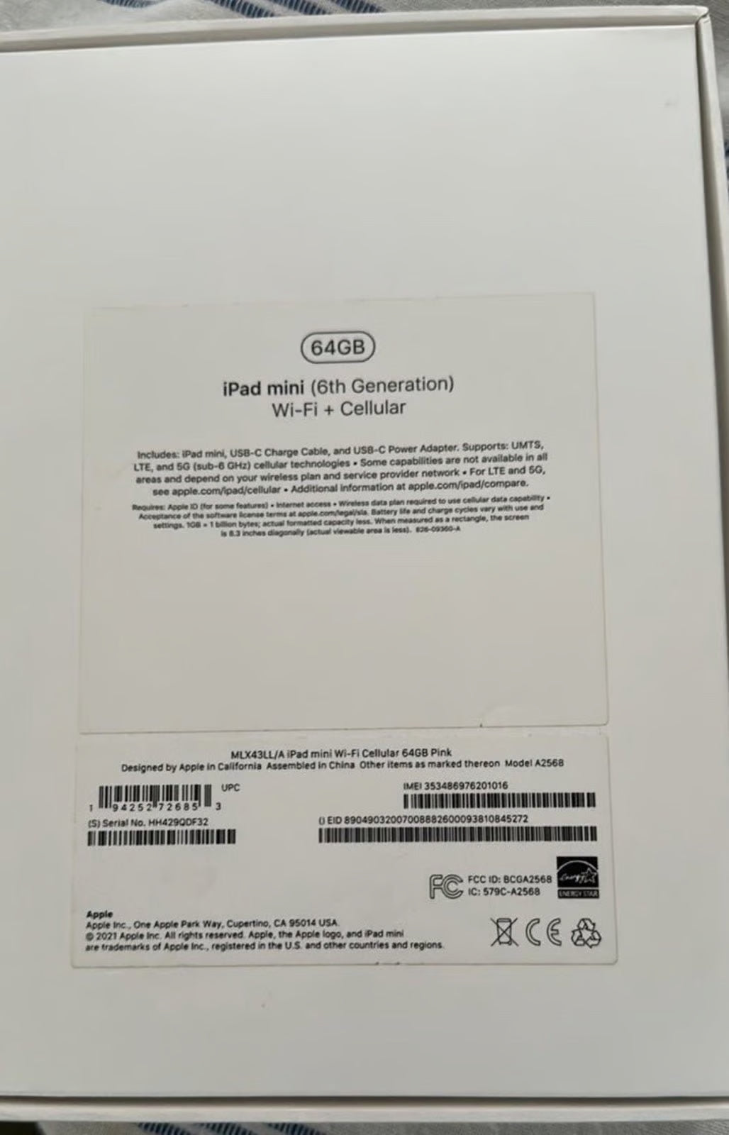 Apple iPad Mini 6th Generation 64 GB in Rose Gold 9X82