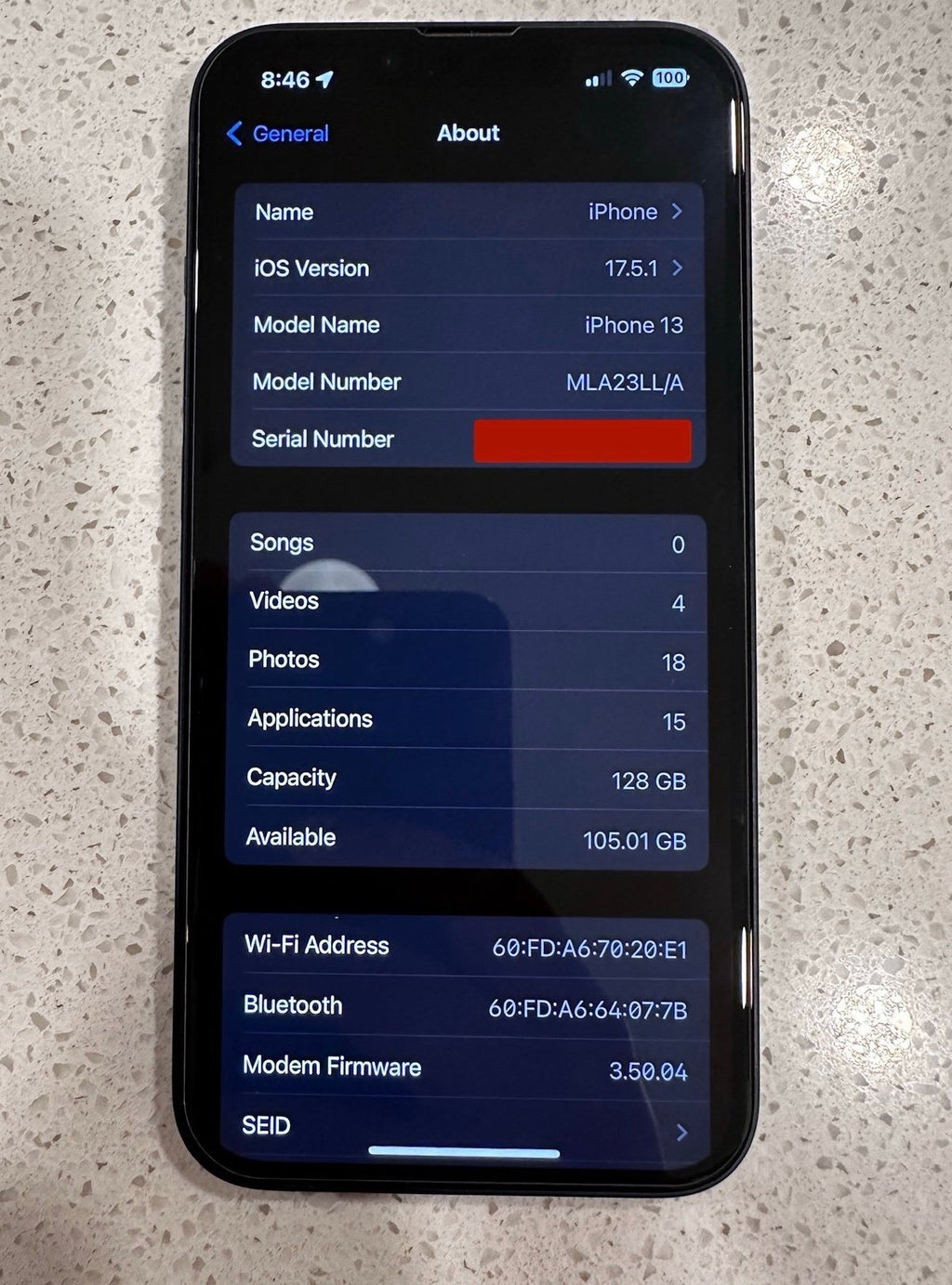 Apple iPhone 13 128 GB Unlocked (Open Box) 8J81