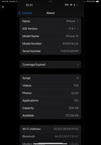 Unlocked blue IPhone 15 with pink wireless charging otter box case 8Y38