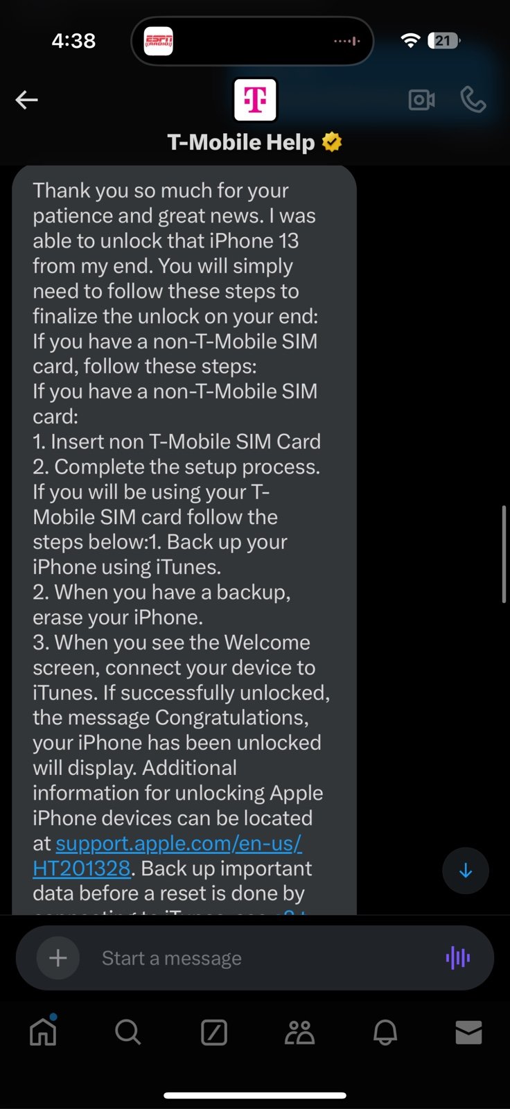 Apple iPhone 13 128gb unlocked 100% battery 3U31