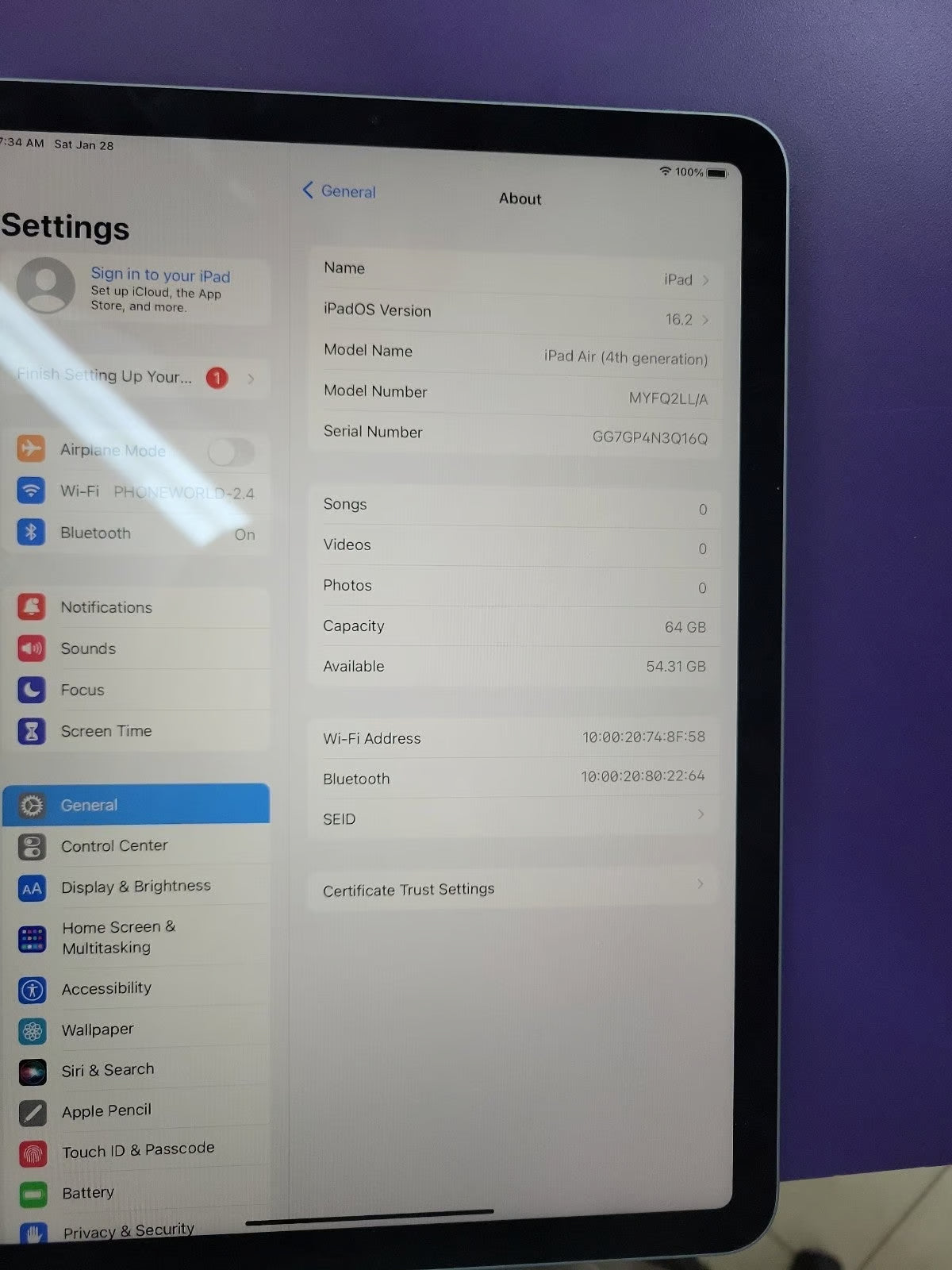 Apple iPad Air 4th Generation 64 GB 8L29