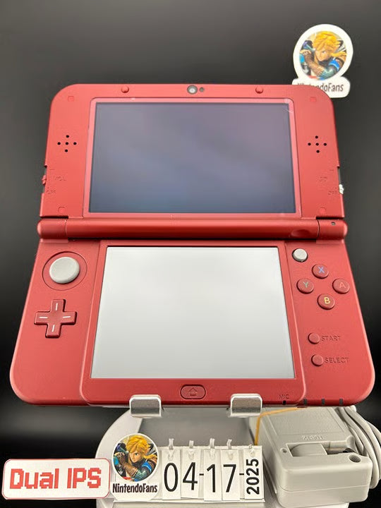 Dual IPS/ New 3DS XL Red w 128GB SD Card/Near Mint/ 1583/ US Seller