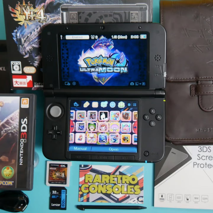 Nintendo 3DS XL Monster Hunter 4 Limited Edition W/ 32GB, Box, Charger & Games!