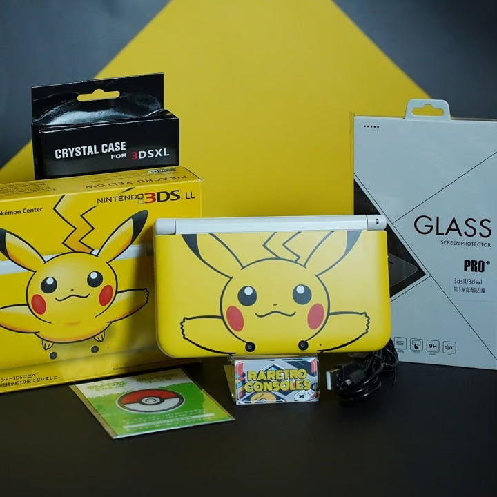 Nintendo 3DS XL Pokemon Yellow (Pikachu) Edition W/ Box, 32GB & 70+ Games