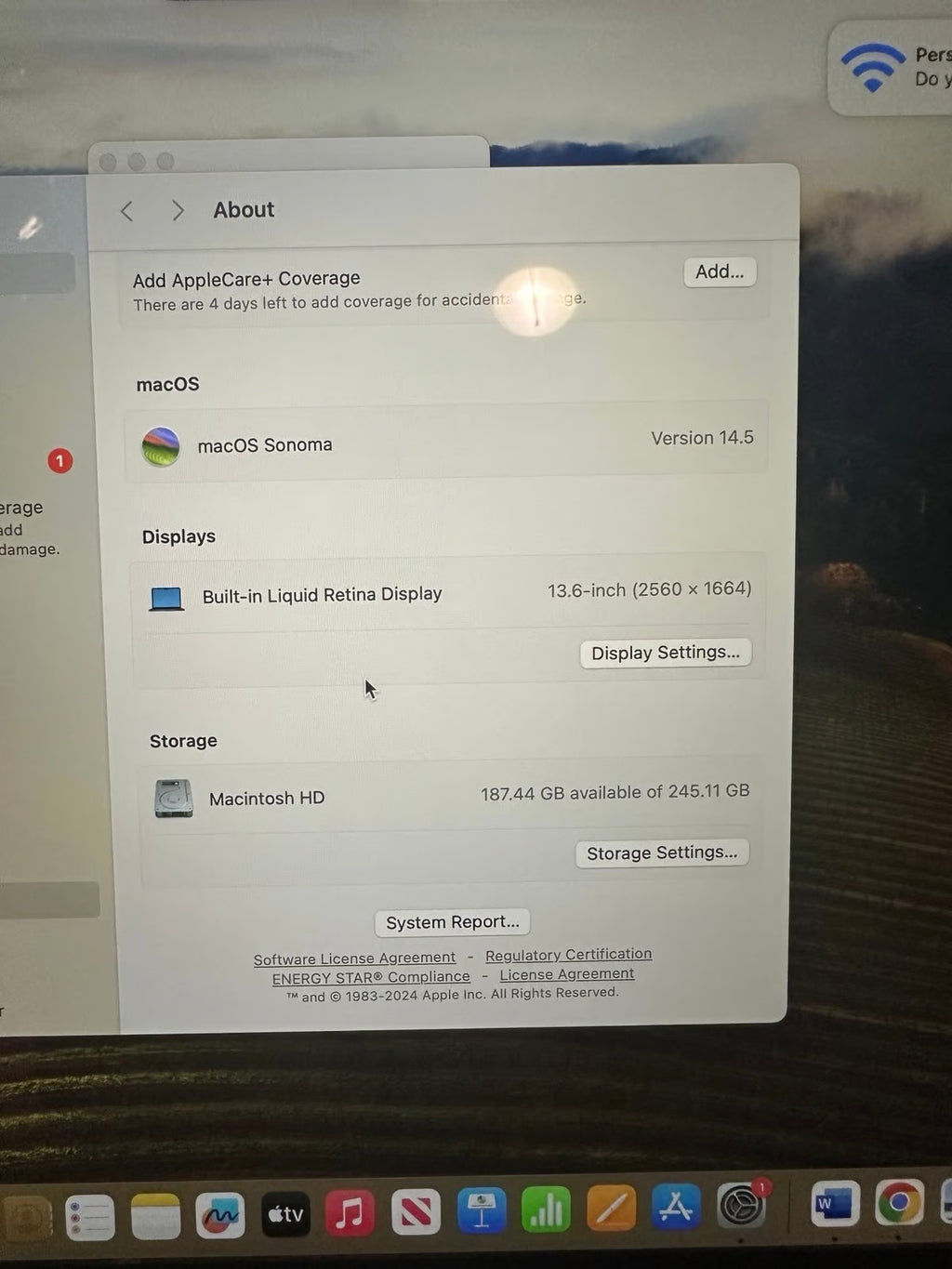 Apple Macbook Air 13in.  M2 3.49 GHz  256GB SSD 8J56