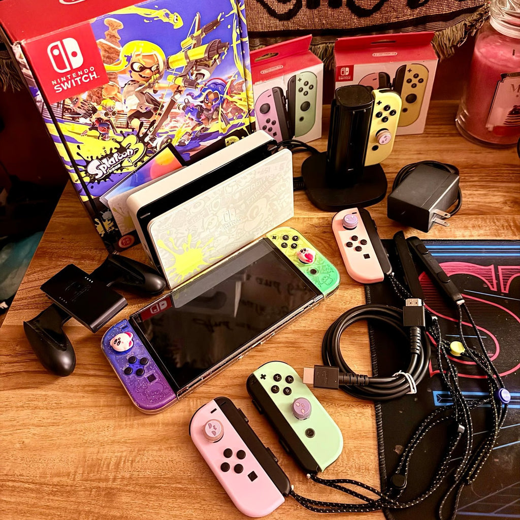 Nintendo Switch Splatoon OLED with EXTRAS!! 3M67