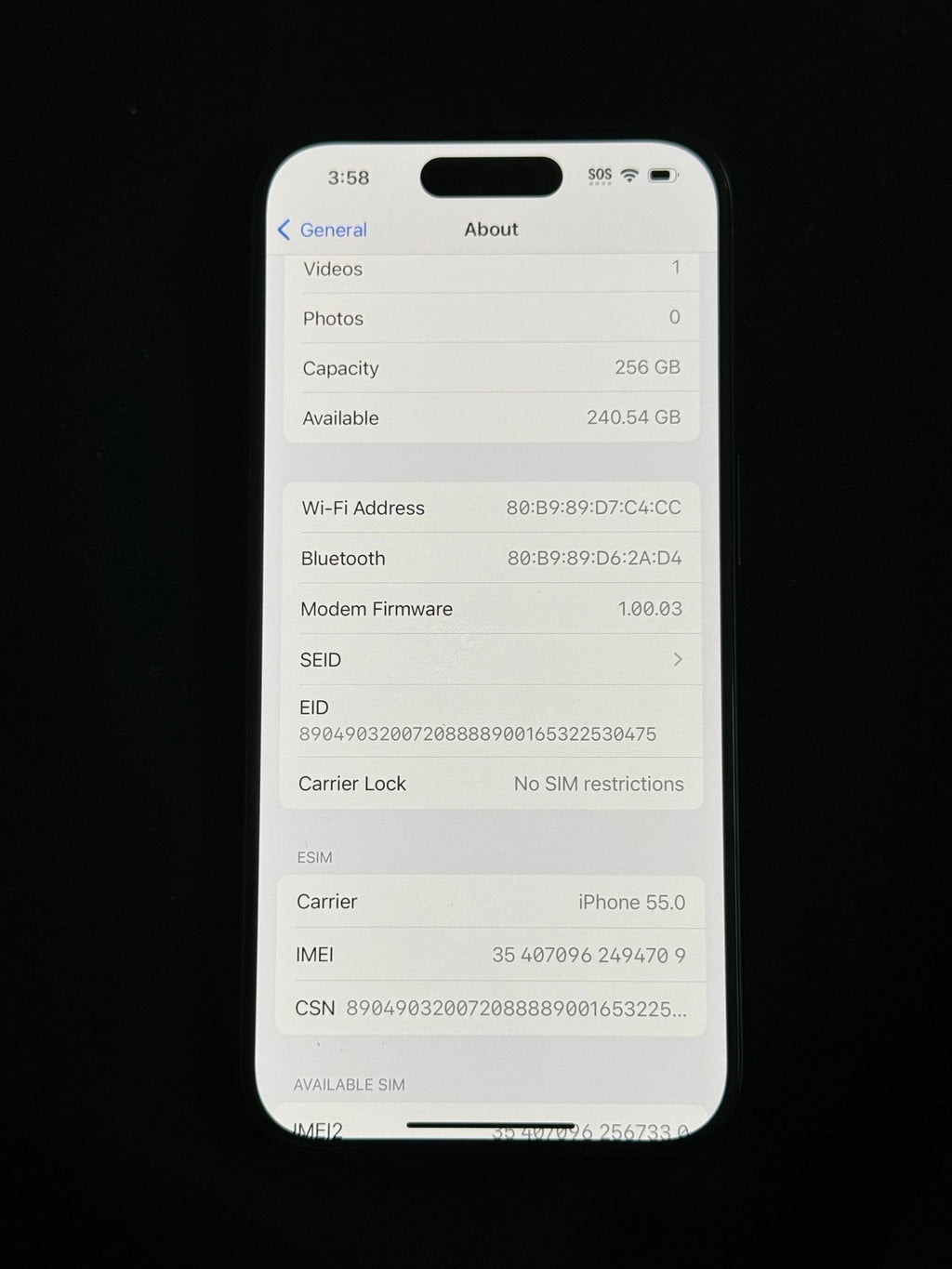 Apple iPhone 15 Pro (Unlocked) Blue Titanium / 256GB / like new 1U73