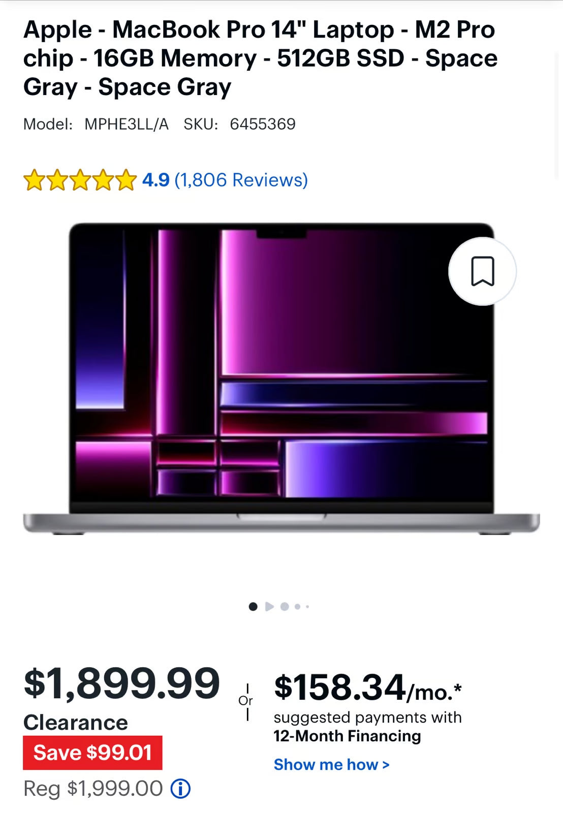 Apple 2023 MacBook Pro M2 Pro chip Laptop 6C13