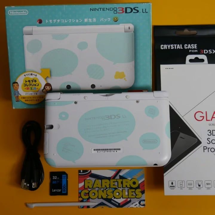 Nintendo 3DS XL Tomodachi New Life Collection W/ 32GB SD, Box, Charger, 60+ Game