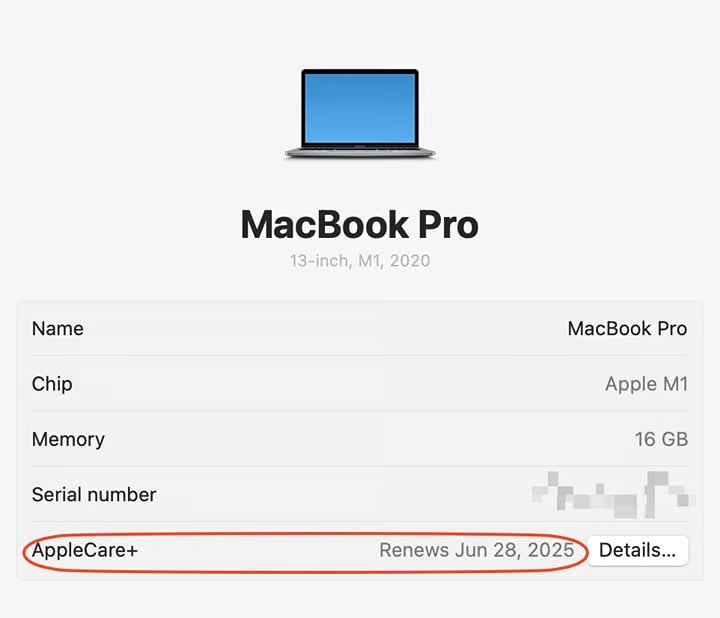 MacBook Pro M1 13"" 16GB Ram / 1TB Storage AppleCare+ til June 25 6L53