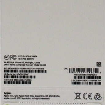 iPhone 13 - 128GB - A2482 - ML933LL/A - Midnight Blue - AT&T 6O52