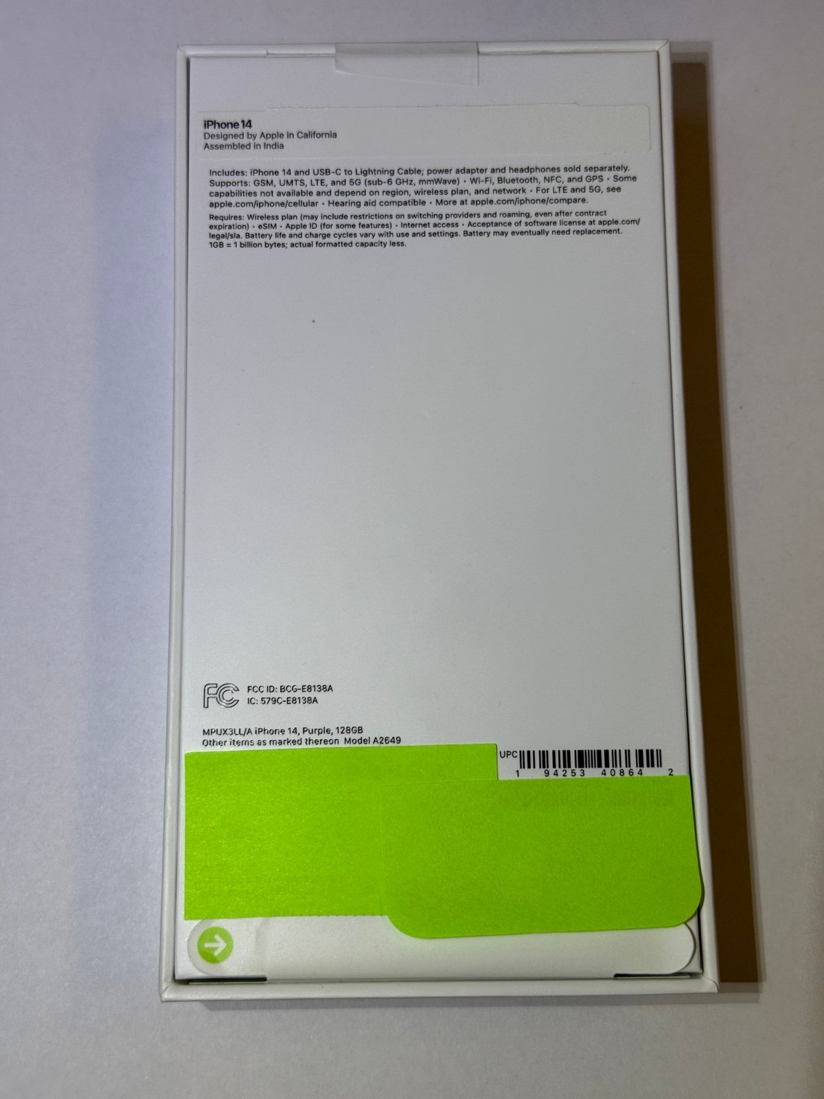 Apple iPhone 14 Unlocked 128GB Purple 6P21