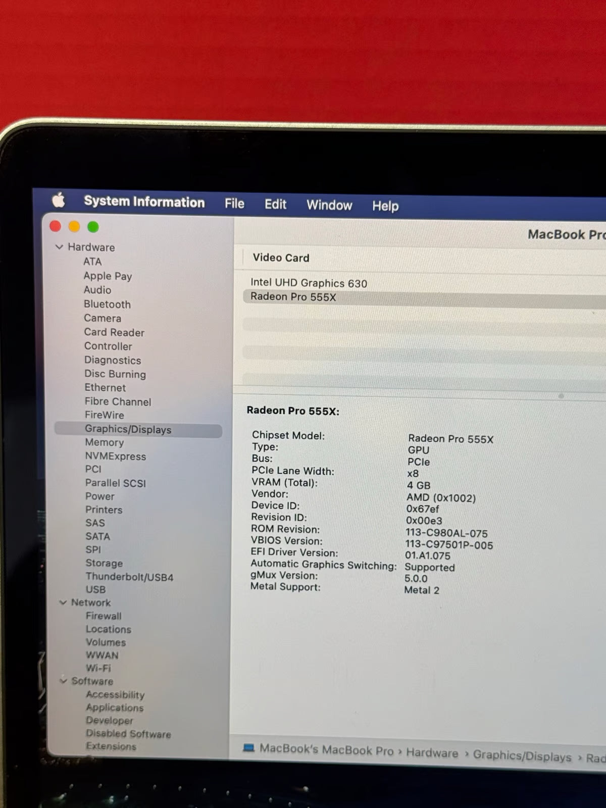 Apple MacBook Pro 15"" 2018 Space Gray 6Core i7 2.6GHz 16-512GB 4GB VDO Pro 555X 1Q25