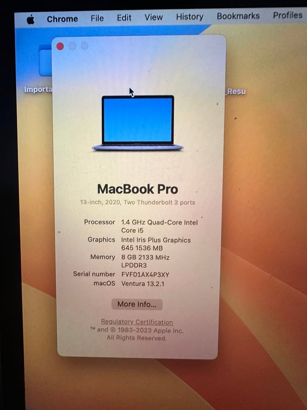 Apple 2020 MacBook Pro 13 Inch with Apple Keyboard *See Description For More* 1P33