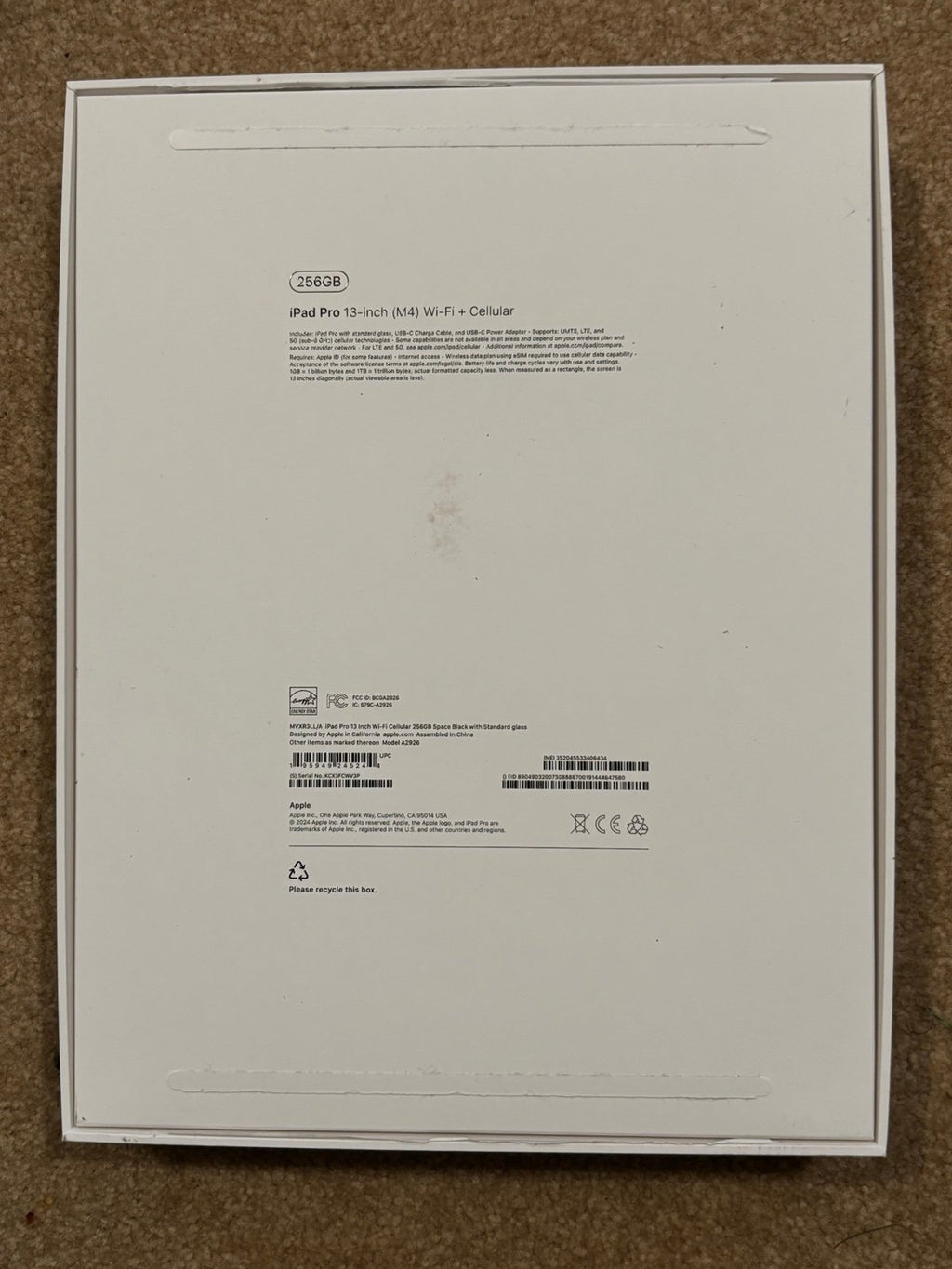 Apple iPad Pro 13 m4 256 space gray  cellular can’t but used on cellular 8T25