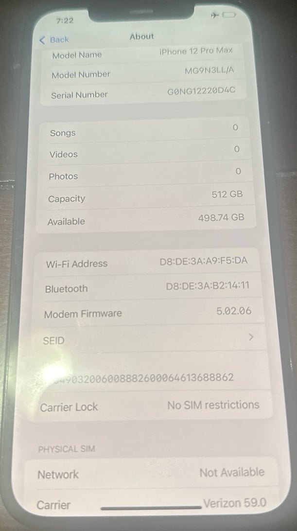 iPhone 12 Pro Max 512GB UNLOCKED 8Z83