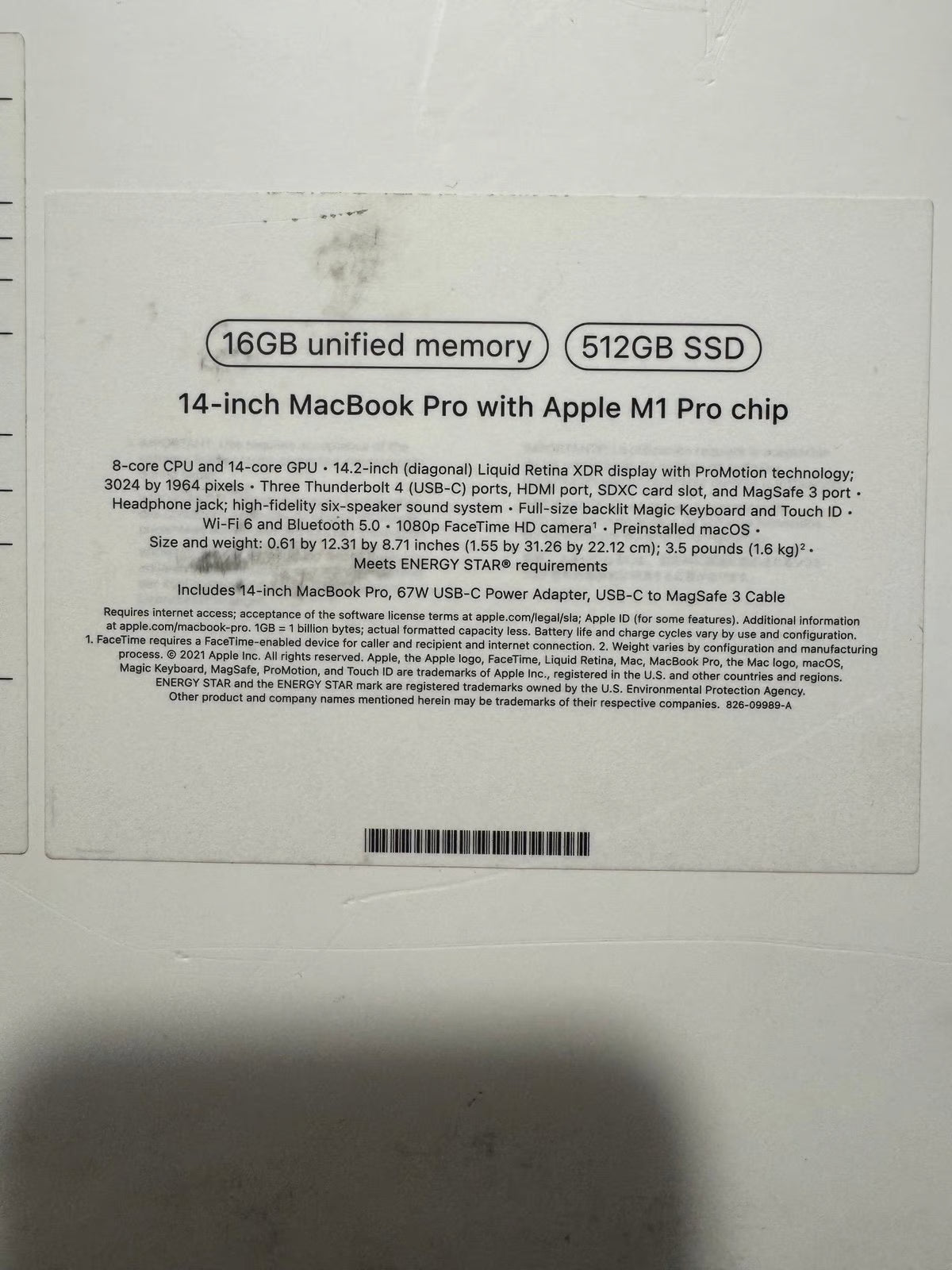 Apple MacBook Pro 2021 14"" Apple M1 Pro 6T36