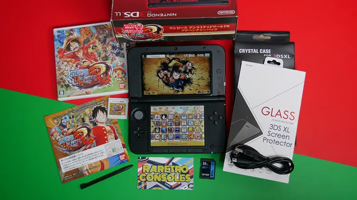 Nintendo 3DS XL One Piece: Unlimited World W/ Box, Charger, Stylus, 60+ Games