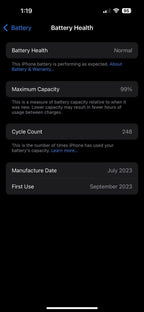 iPhone 15 Pro.  Unlocked.  iOS 18.  256GB.  99% Battery Health.  AppleCare + 1W38