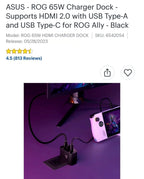 1TB ROG Ally Z1 w/ DBrand Case & Travel Cover w ASUS ROG 65W Charge Dock 5U97