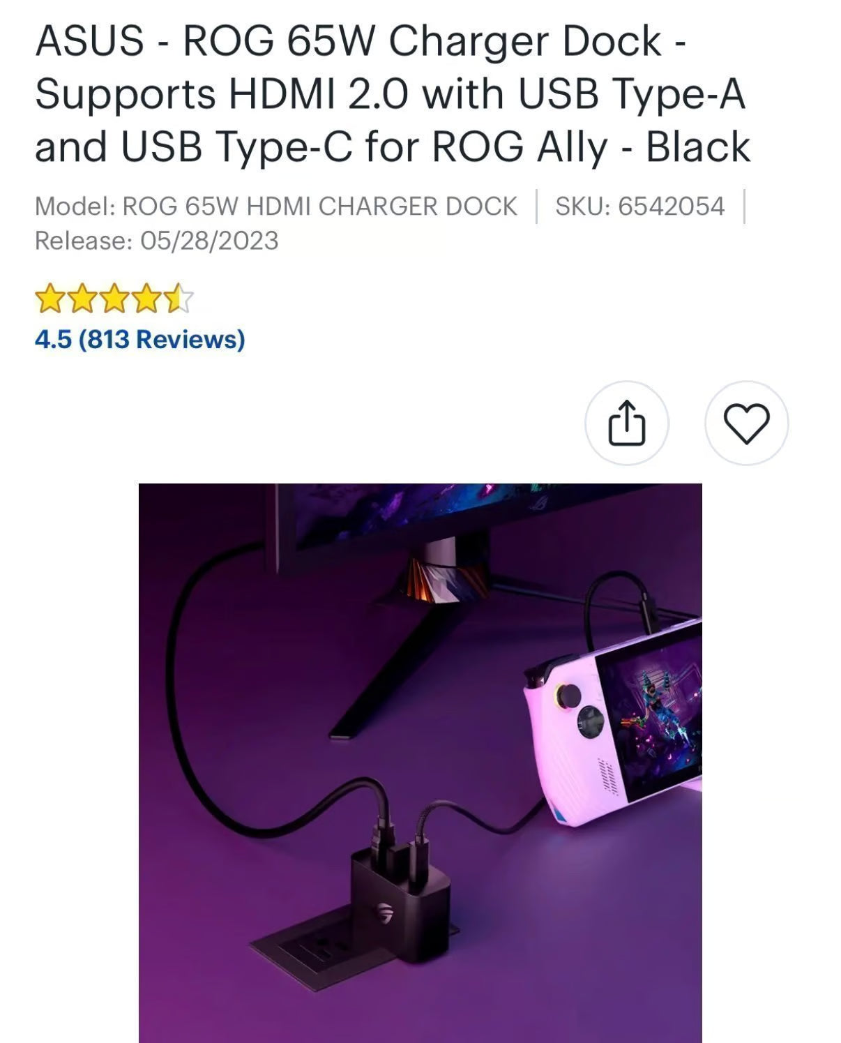 1TB ROG Ally Z1 w/ DBrand Case & Travel Cover w ASUS ROG 65W Charge Dock 5U97