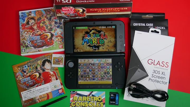 Nintendo 3DS XL One Piece: Unlimited World W/ Box, Charger, Stylus, 60+ Games