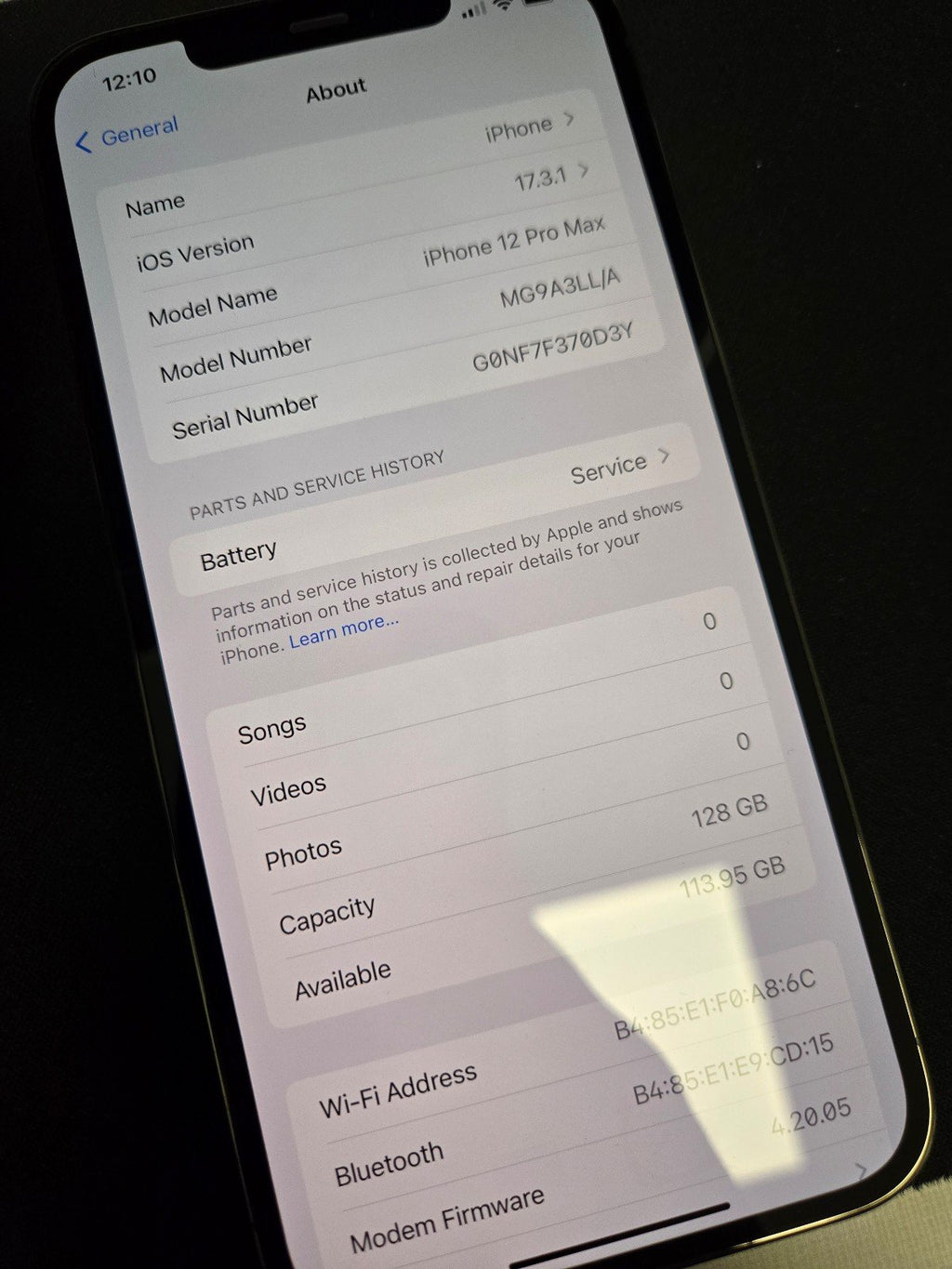 Apple iPhone 12 Pro Max 128 GB in Graphite for Unlocked 1G67