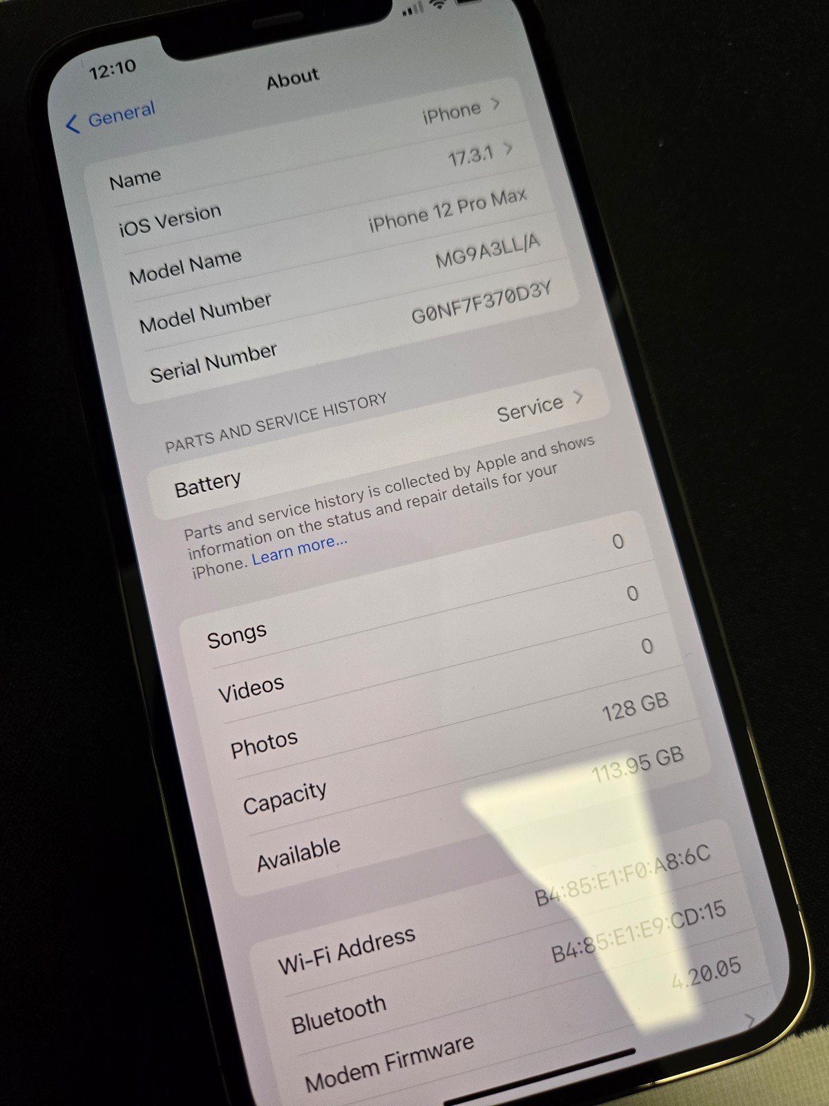 Apple iPhone 12 Pro Max 128 GB in Graphite for Unlocked 1G67