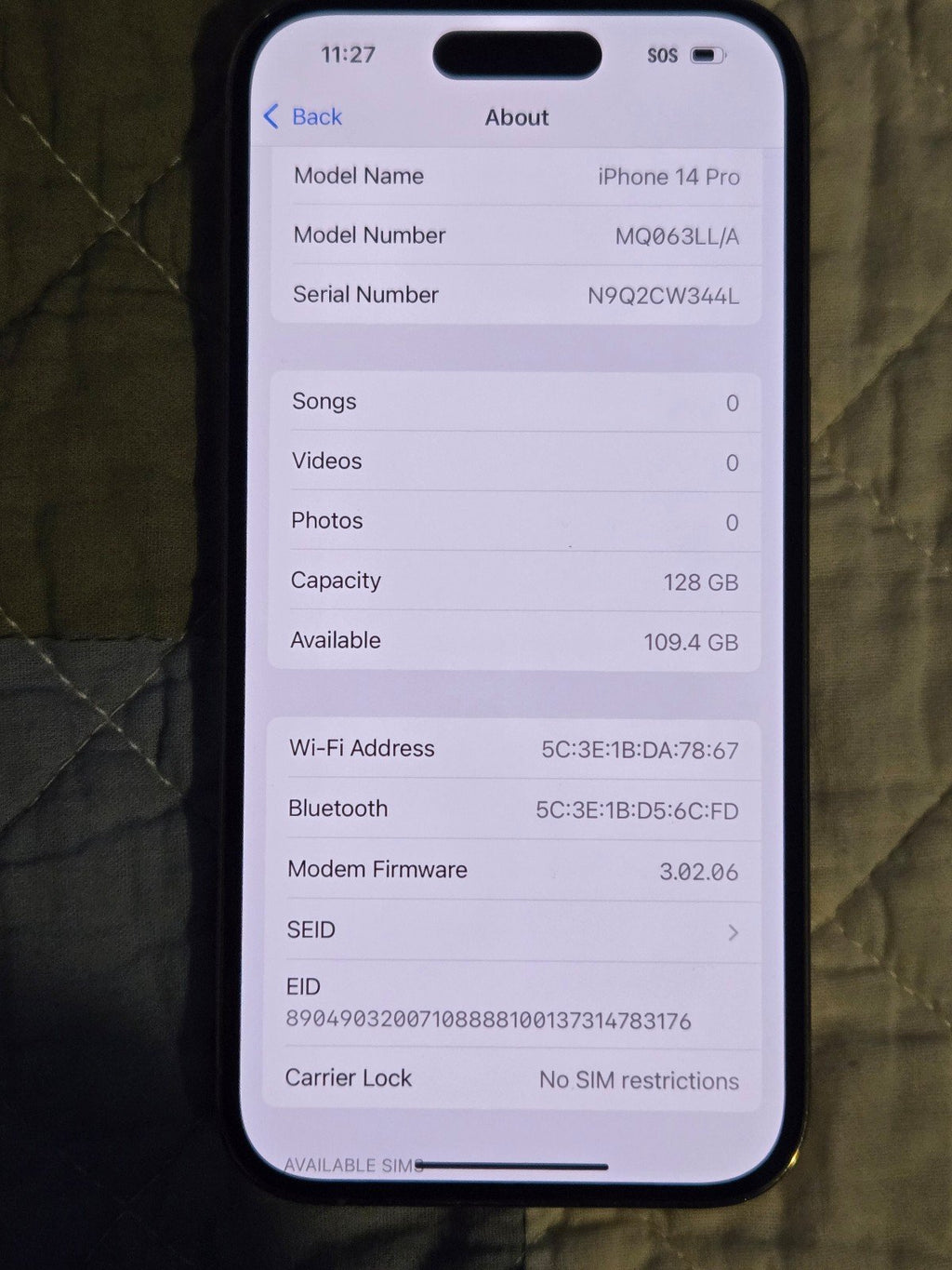 Apple iPhone 14 Pro 5W91