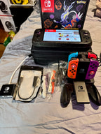 Nintendo Switch OLED Pokemon Scarlet and Violet Edition with many accessor ObO 3W96