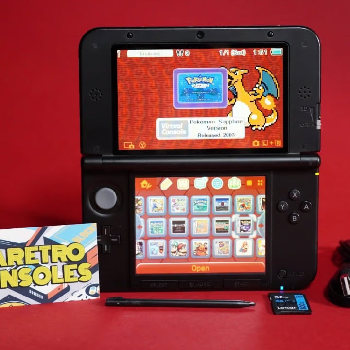 Nintendo 3DS XL Pok茅mon Center Charizard Edition W/ 32GB, Charger & 70+ Games