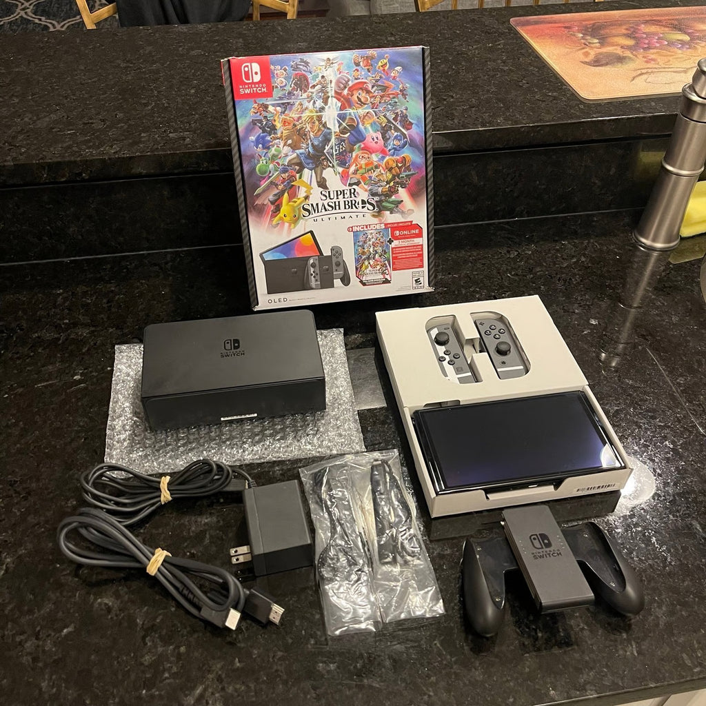 Nintendo Switch (OLED Model) Super Smash Bros. 64GB Console - Gray - CIB 3U21
