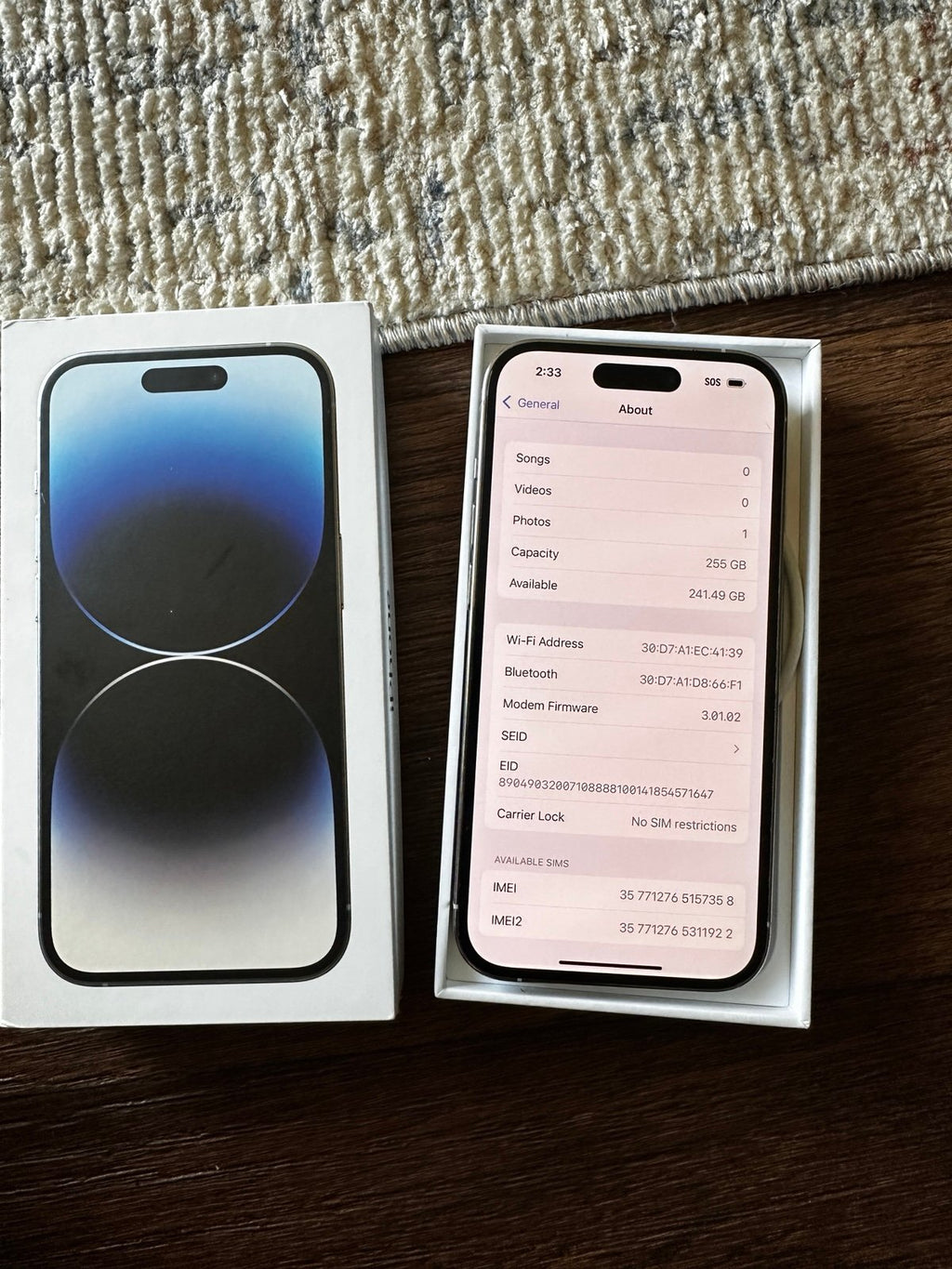 Apple iPhone 14 Pro 256 GB in Silver for Unlocked 1Z56