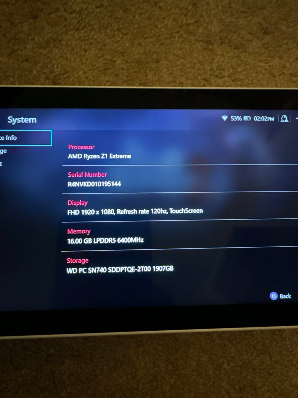 ASUS ROG Ally Z1 Extreme + Upgraded WD SN740 2TB NVMe 7N57