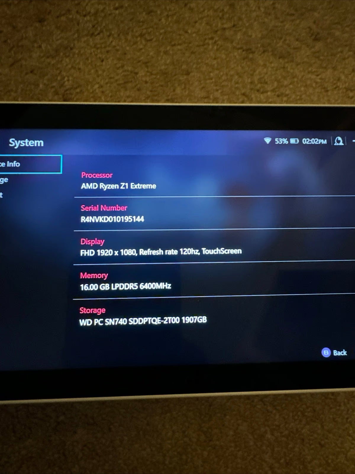 ASUS ROG Ally Z1 Extreme + Upgraded WD SN740 2TB NVMe 7N57