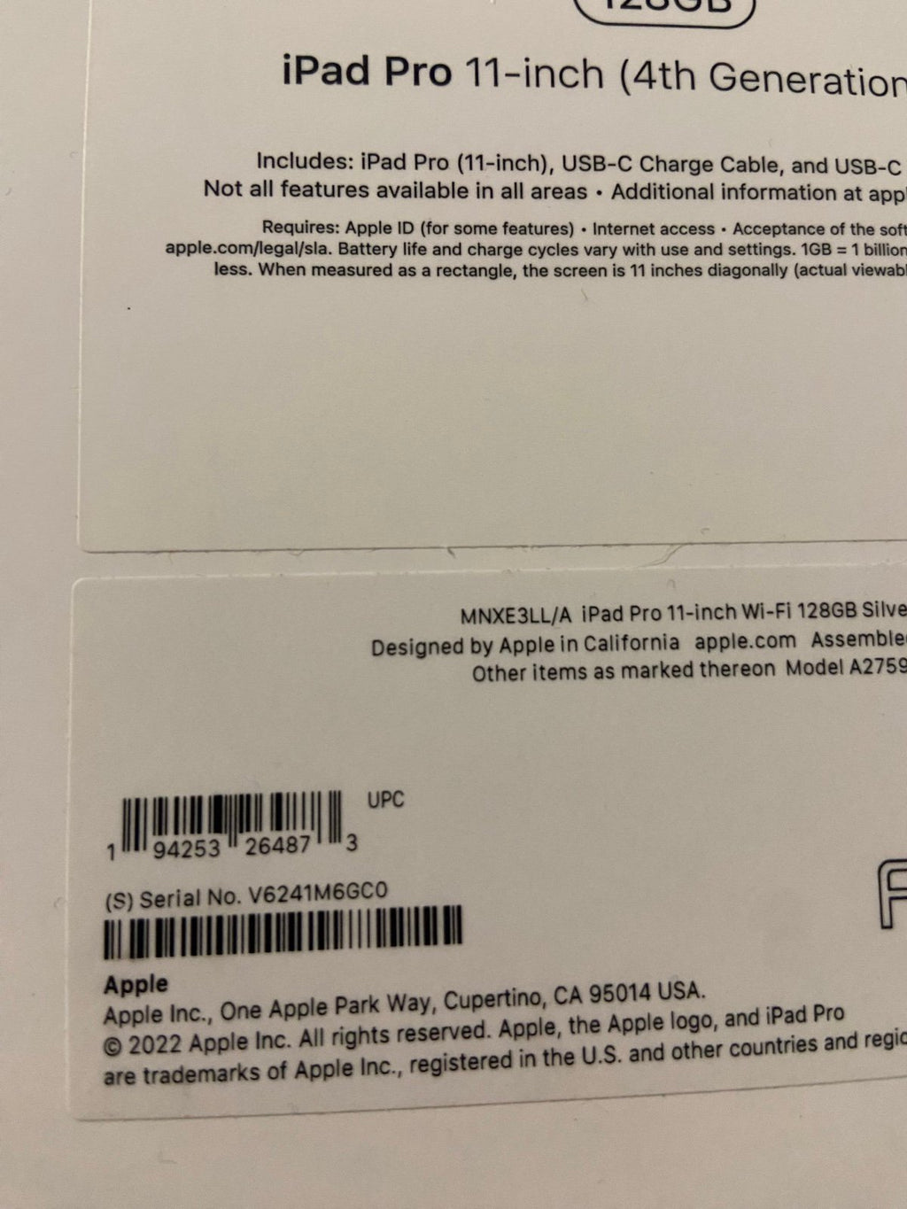 ipad pro 2020 brand new 128g silver 6G33