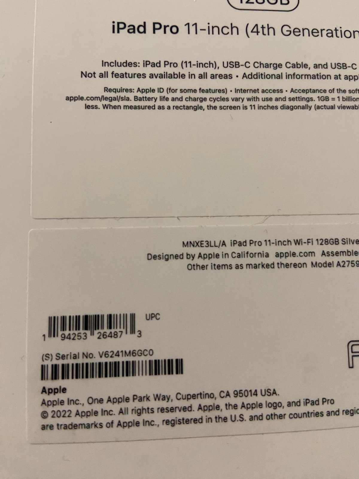 ipad pro 2020 brand new 128g silver 6G33