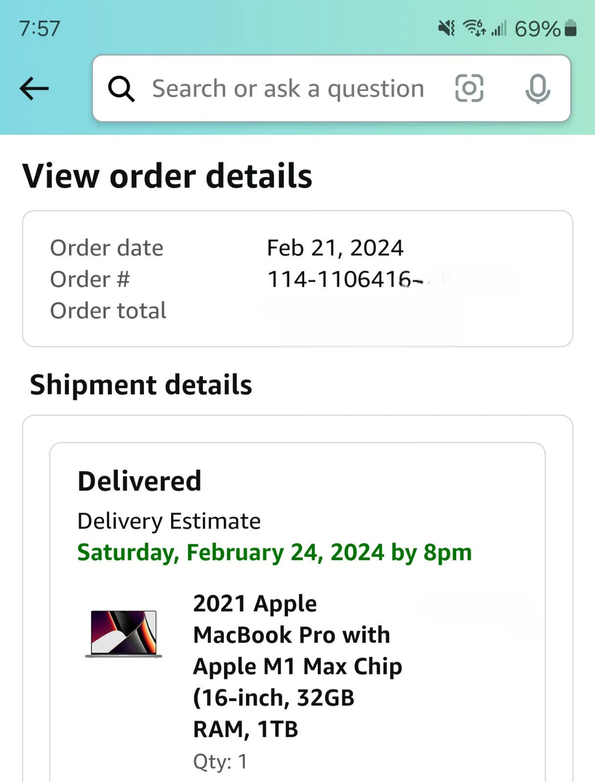 16"" Macbook Pro M1 Max 1TB 7D32