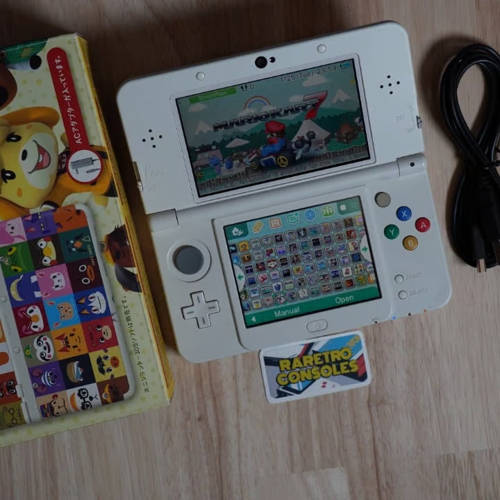RARE New Nintendo 3DS W/ Animal Crossing No. 68 Plates W/ 32GB, Charger & Games