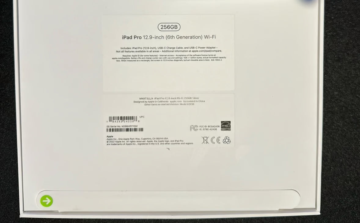 Apple iPad Pro 12.9 6th gen 256gb 7M67