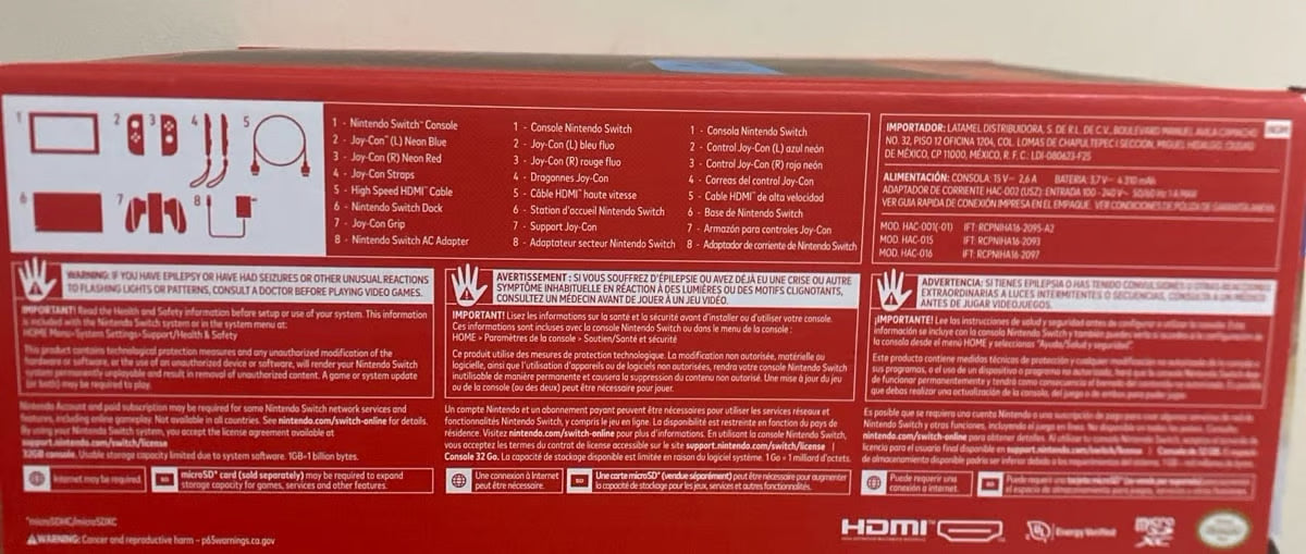 Nintendo Switch V2 Brand New 32GB Gaming Console 8K72