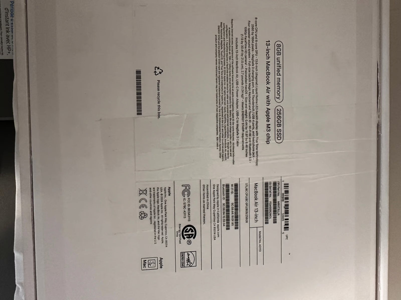 Apple MacBook Air 13-inch Laptop - M3 chip 1P61