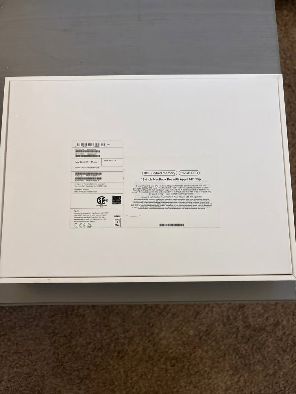 MacBook Pro 13in. M2 512GB 3D98